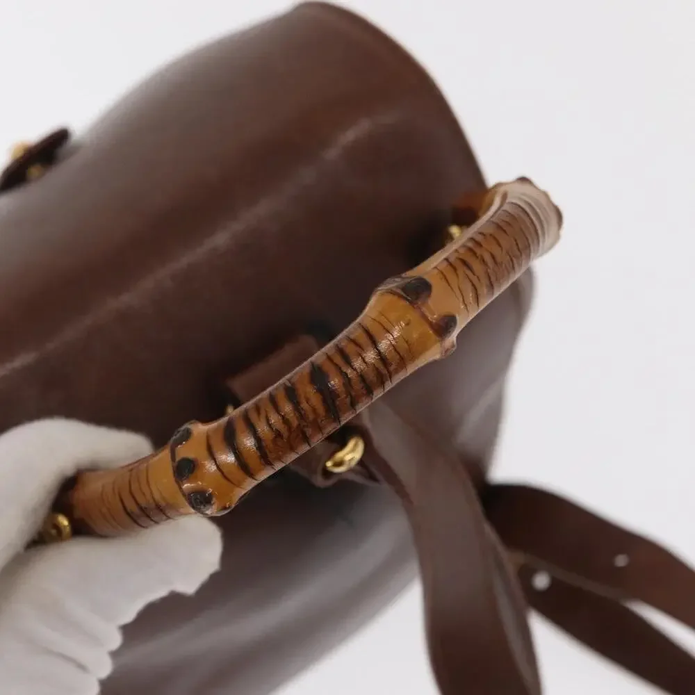 Gucci Bamboo Leather Backpack Brown